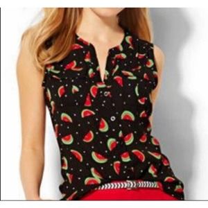 Soho Jeans New York Company Watermelon Sleeveless Blouse Top Small S